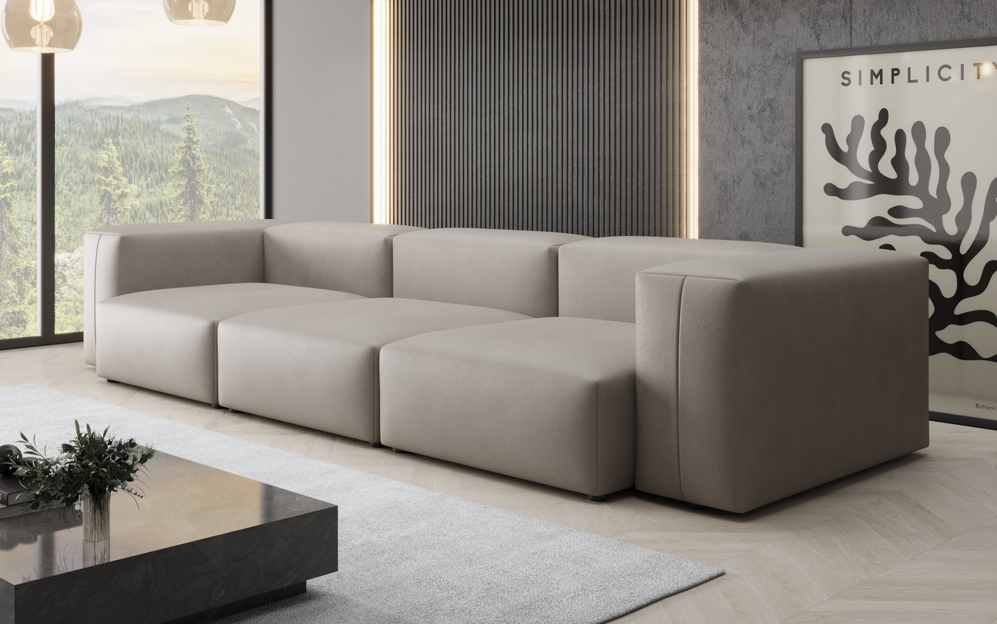 Designer 3-zits bank Snug in echt leer