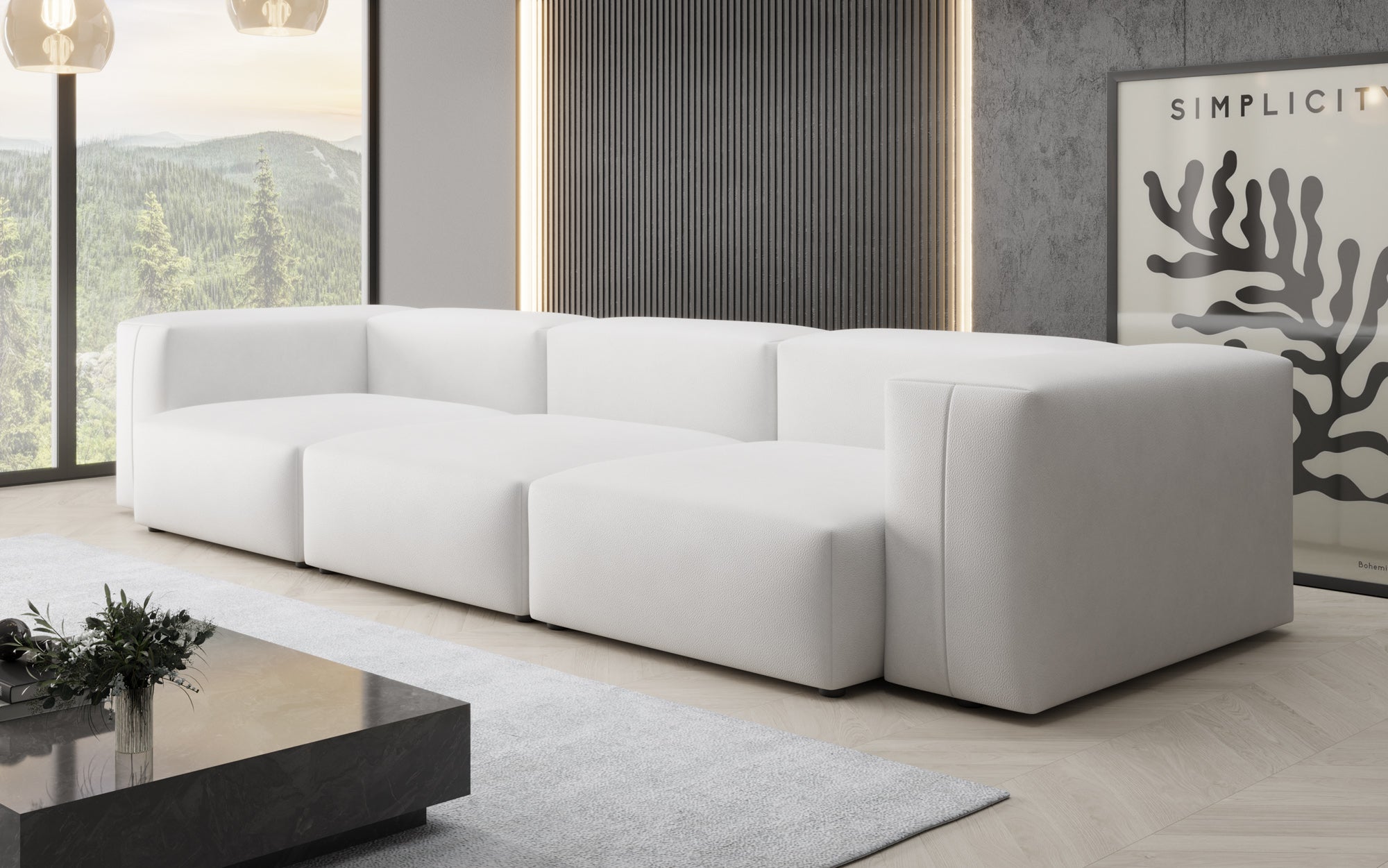 Designer 3-zits bank Snug in echt leer