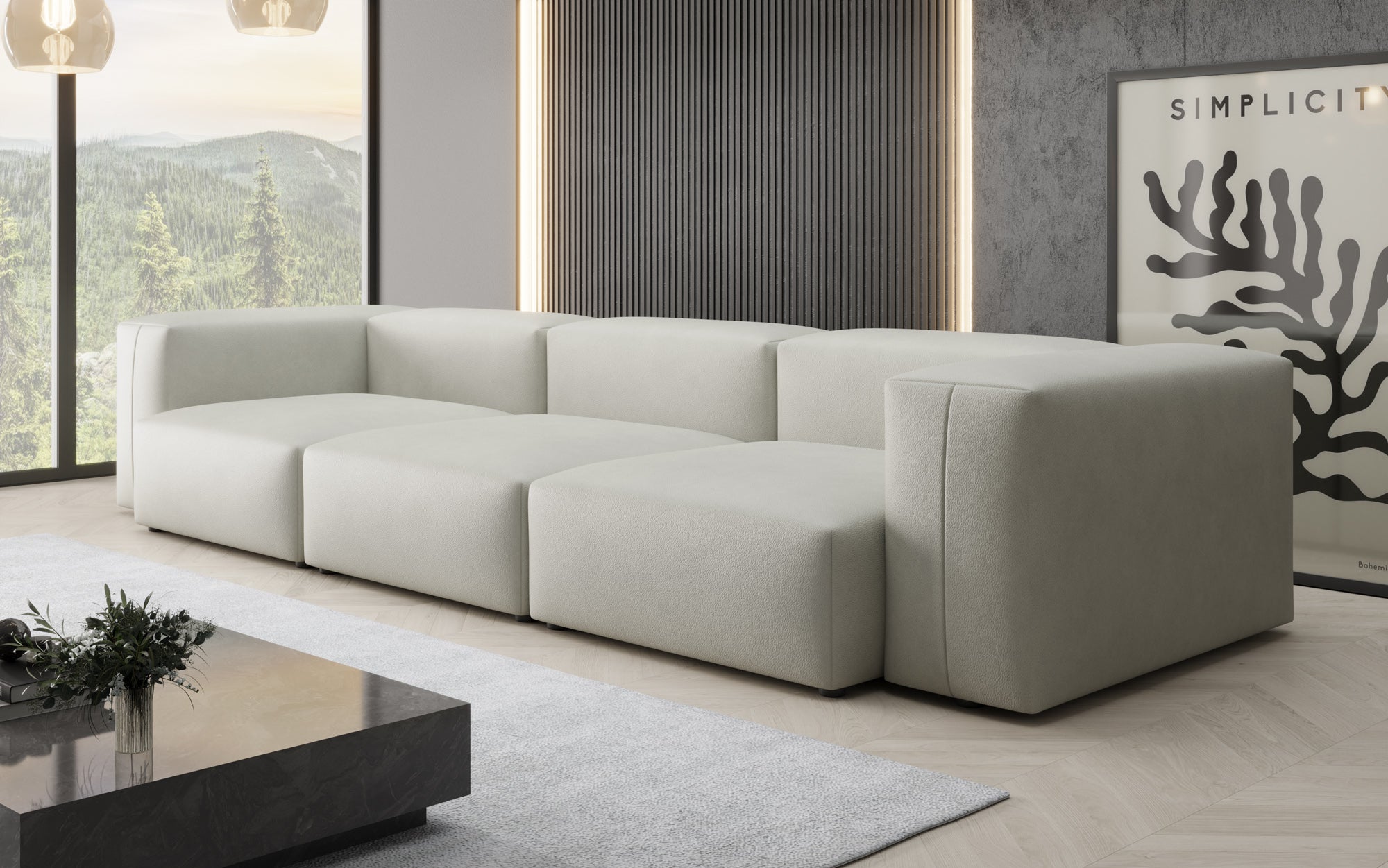 Designer 3-zits bank Snug in echt leer