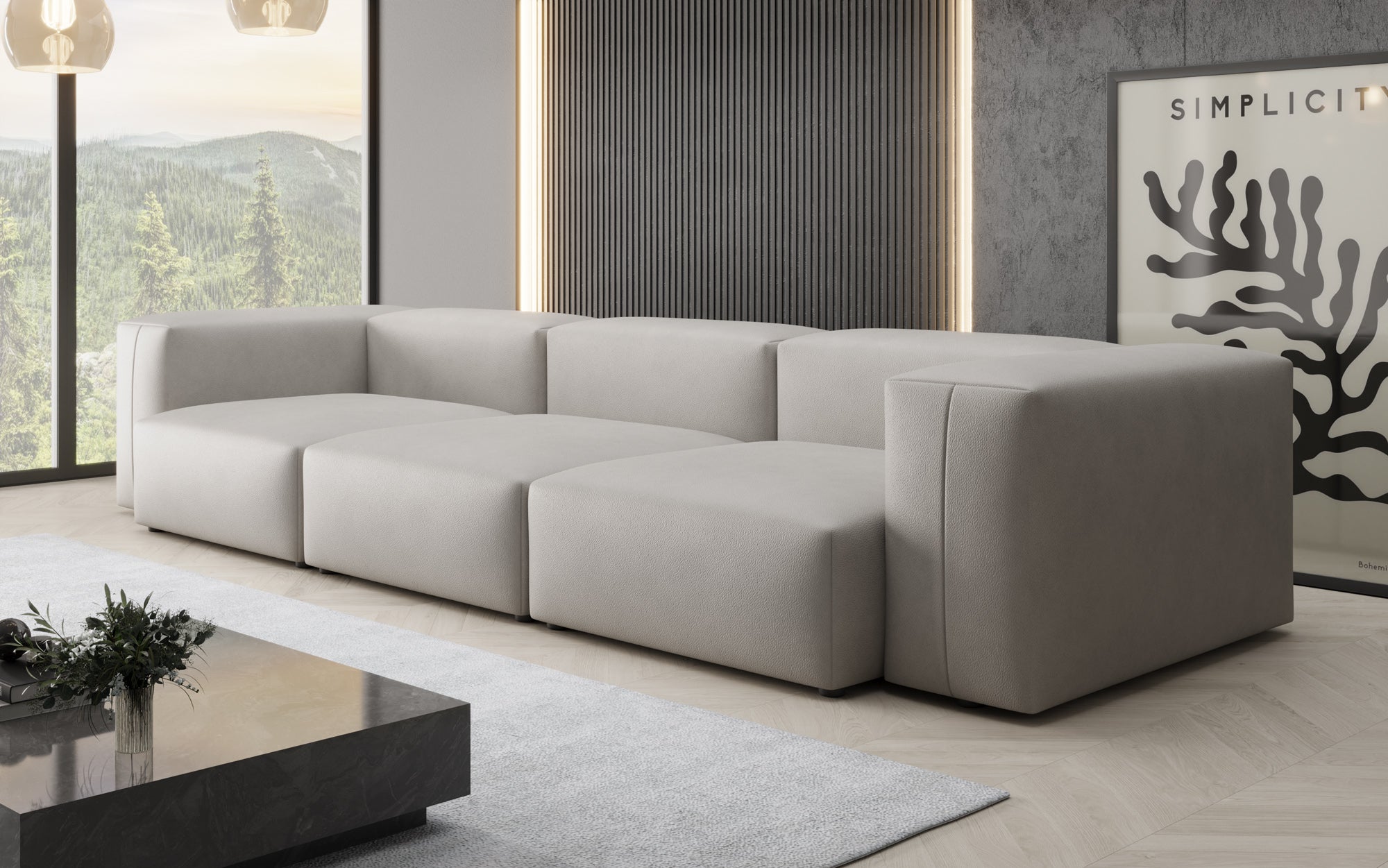 Designer 3-zits bank Snug in echt leer