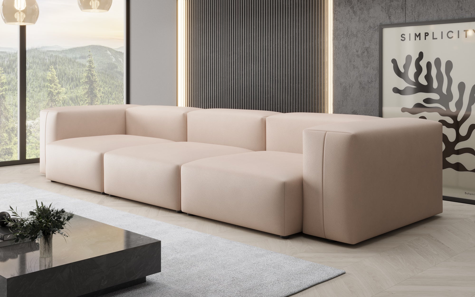 Designer 3-zits bank Snug in echt leer
