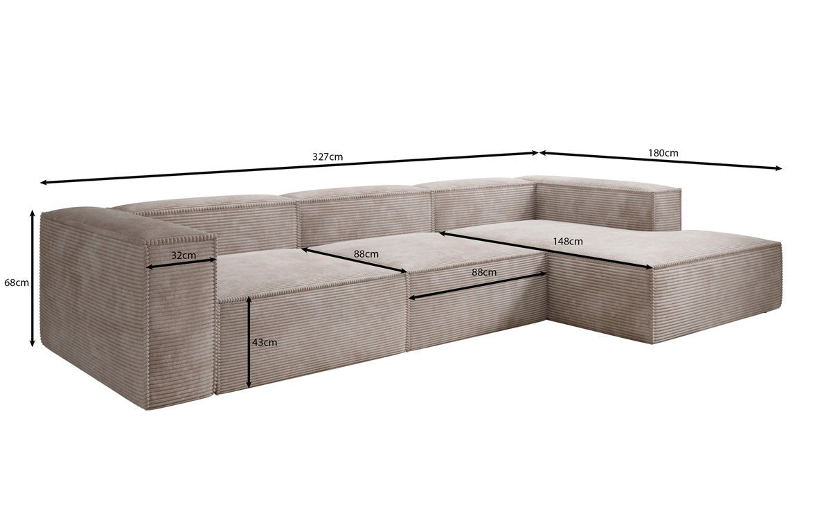 Designer Sofa Lesley L in Ribstof