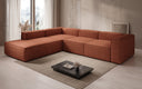 Designer-hoekbank Lesley met lange ottomane in structuurstof