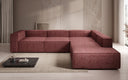Designer-hoekbank Lesley met lange ottomane in structuurstof