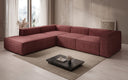 Designer-hoekbank Lesley met lange ottomane in structuurstof