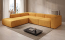 Designer-hoekbank Lesley met lange ottomane in structuurstof