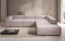 Designer-hoekbank Lesley met lange ottomane in structuurstof
