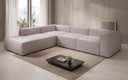 Designer-hoekbank Lesley met lange ottomane in structuurstof
