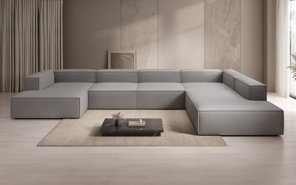 Designer Sofa Lesley U XXL in Bouclé