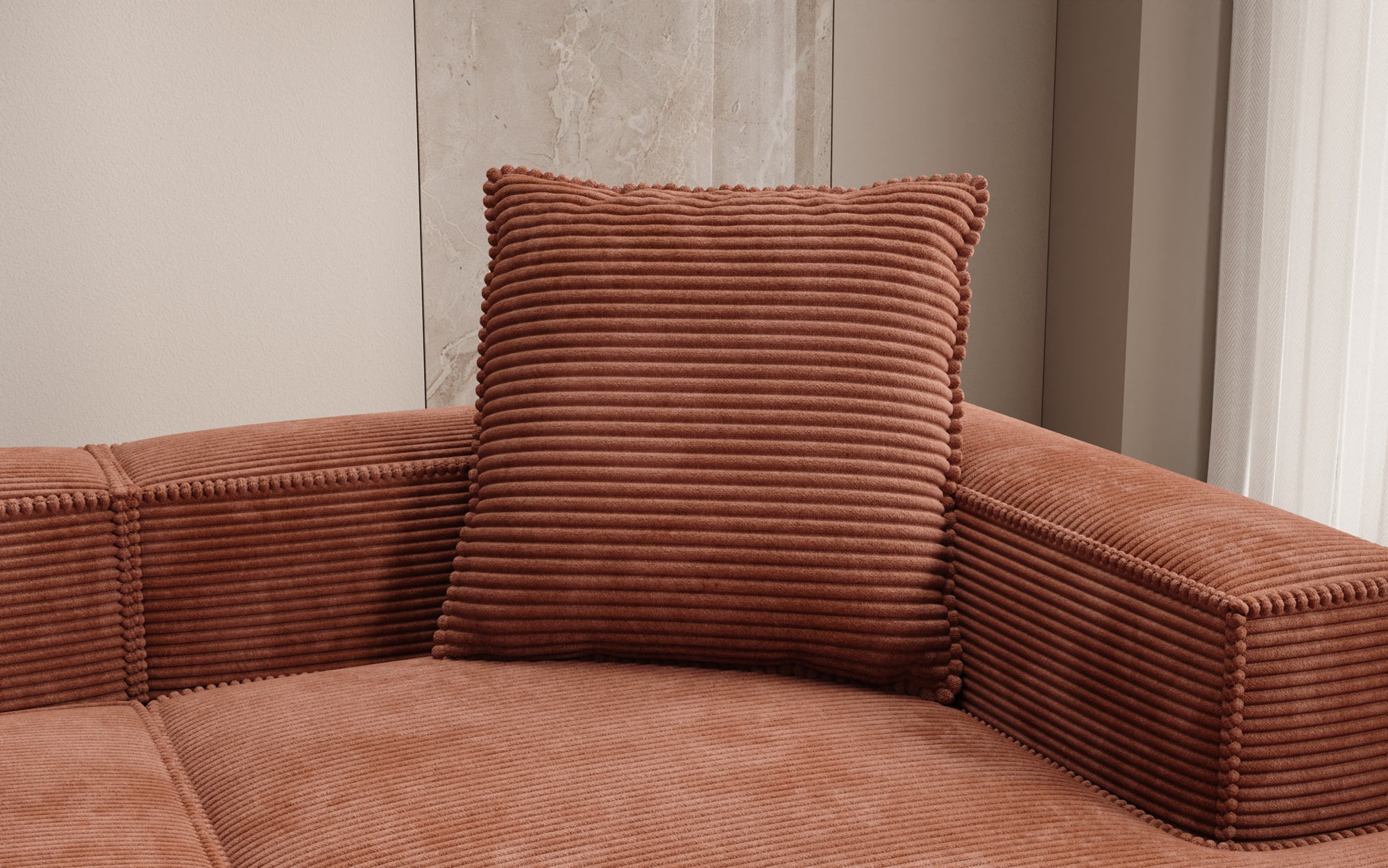 Decoratief Kussen Lesley 60x60 in Ribstof