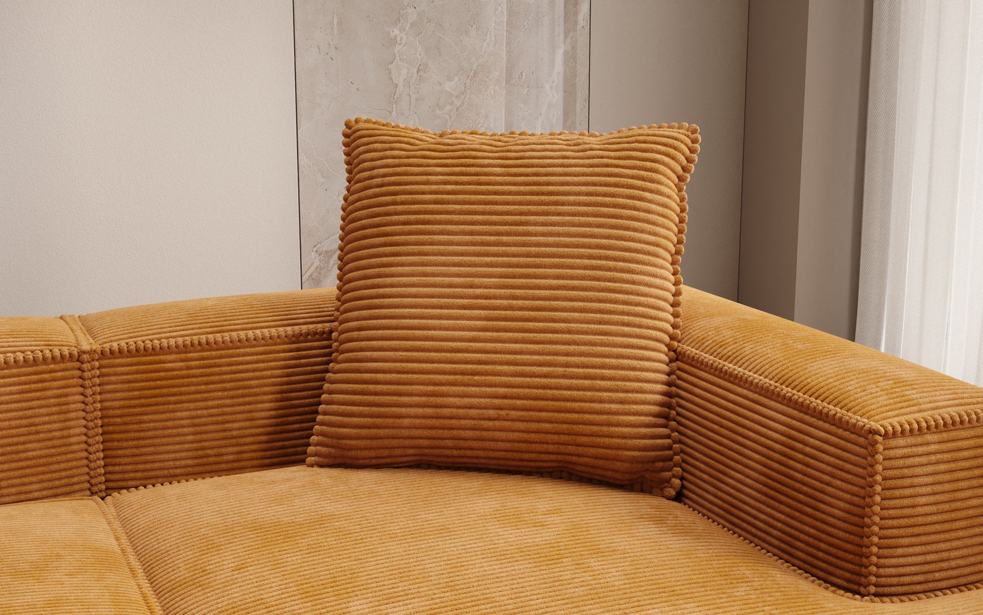 Decoratief Kussen Lesley 60x60 in Ribstof