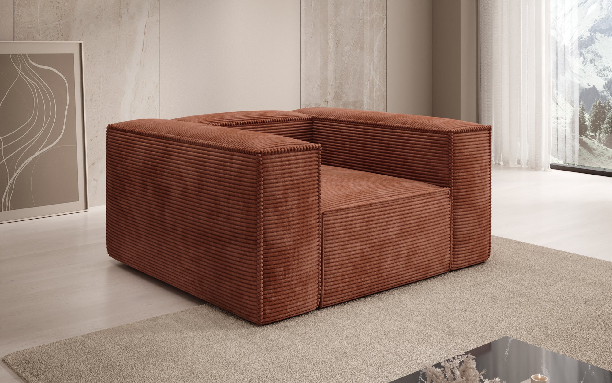 Designer Sofa-Sessel Lesley in Ribstof