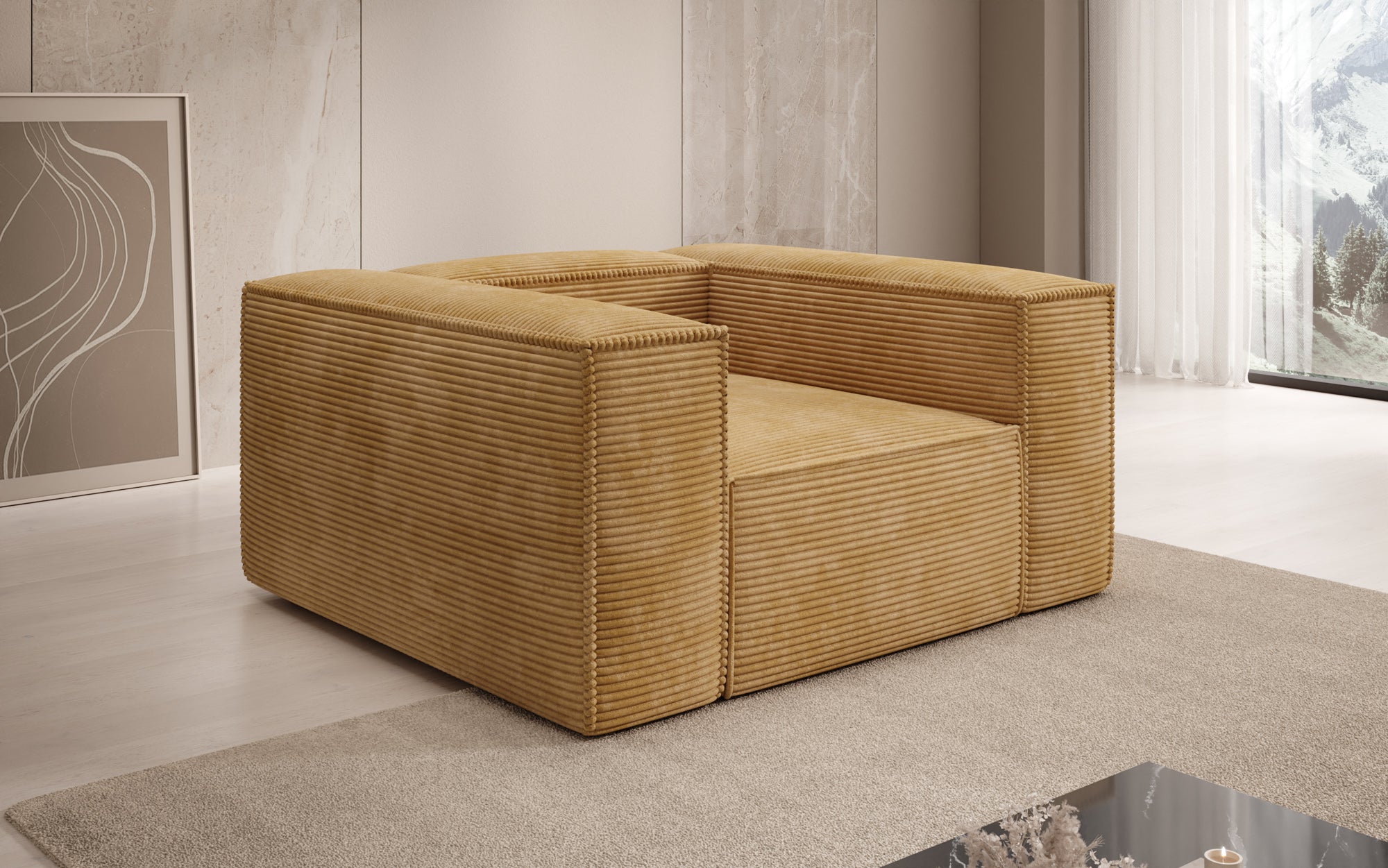 Designer Sofa-Sessel Lesley in Ribstof