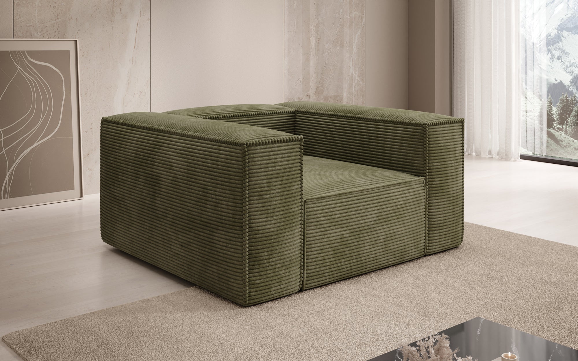 Designer Sofa-Sessel Lesley in Ribstof