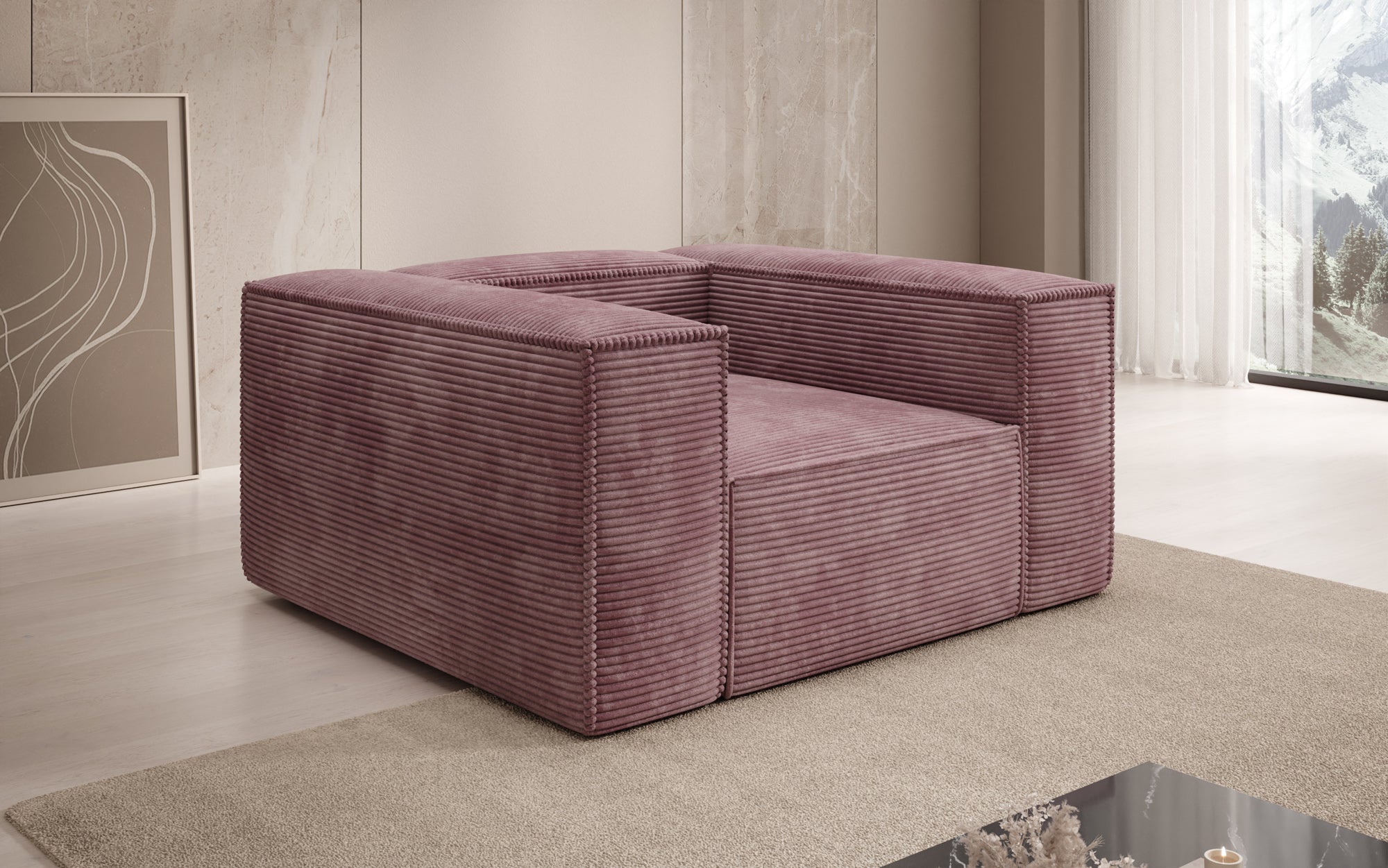 Designer Sofa-Sessel Lesley in Ribstof