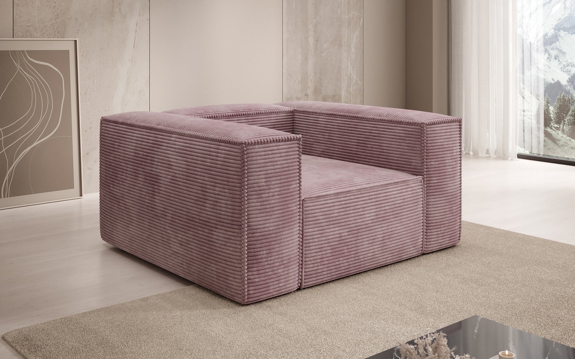Designer Sofa-Sessel Lesley in Ribstof