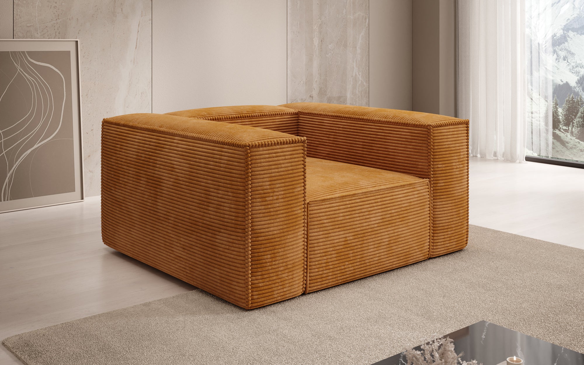 Designer Sofa-Sessel Lesley in Ribstof