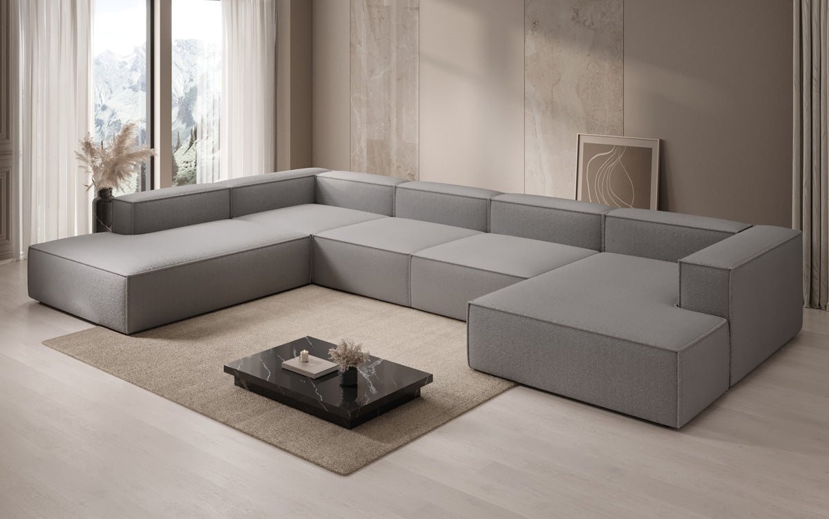 Designer Sofa Lesley U XXL in Bouclé