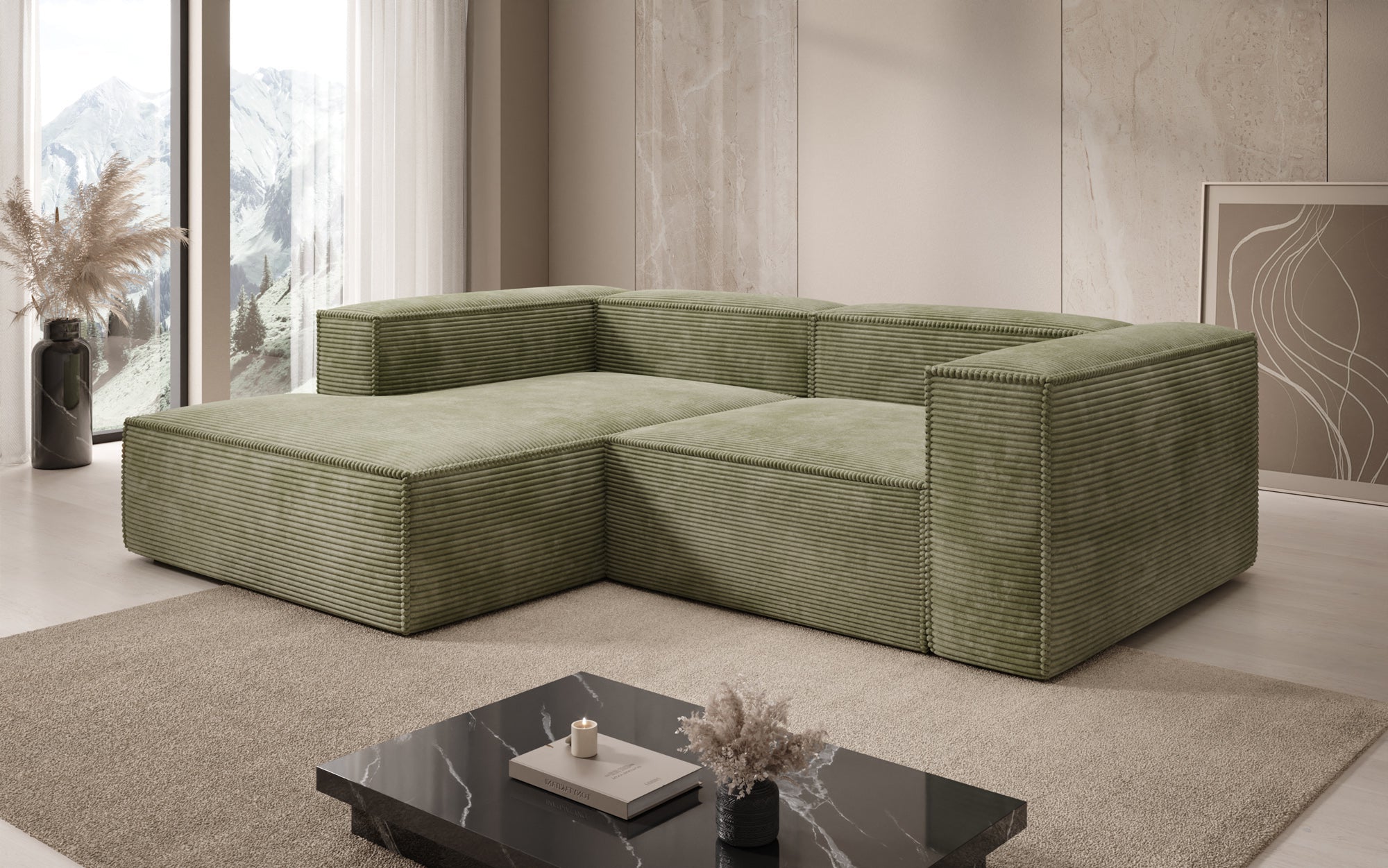 Designer Sofa Lesley L Mini in Ribstof