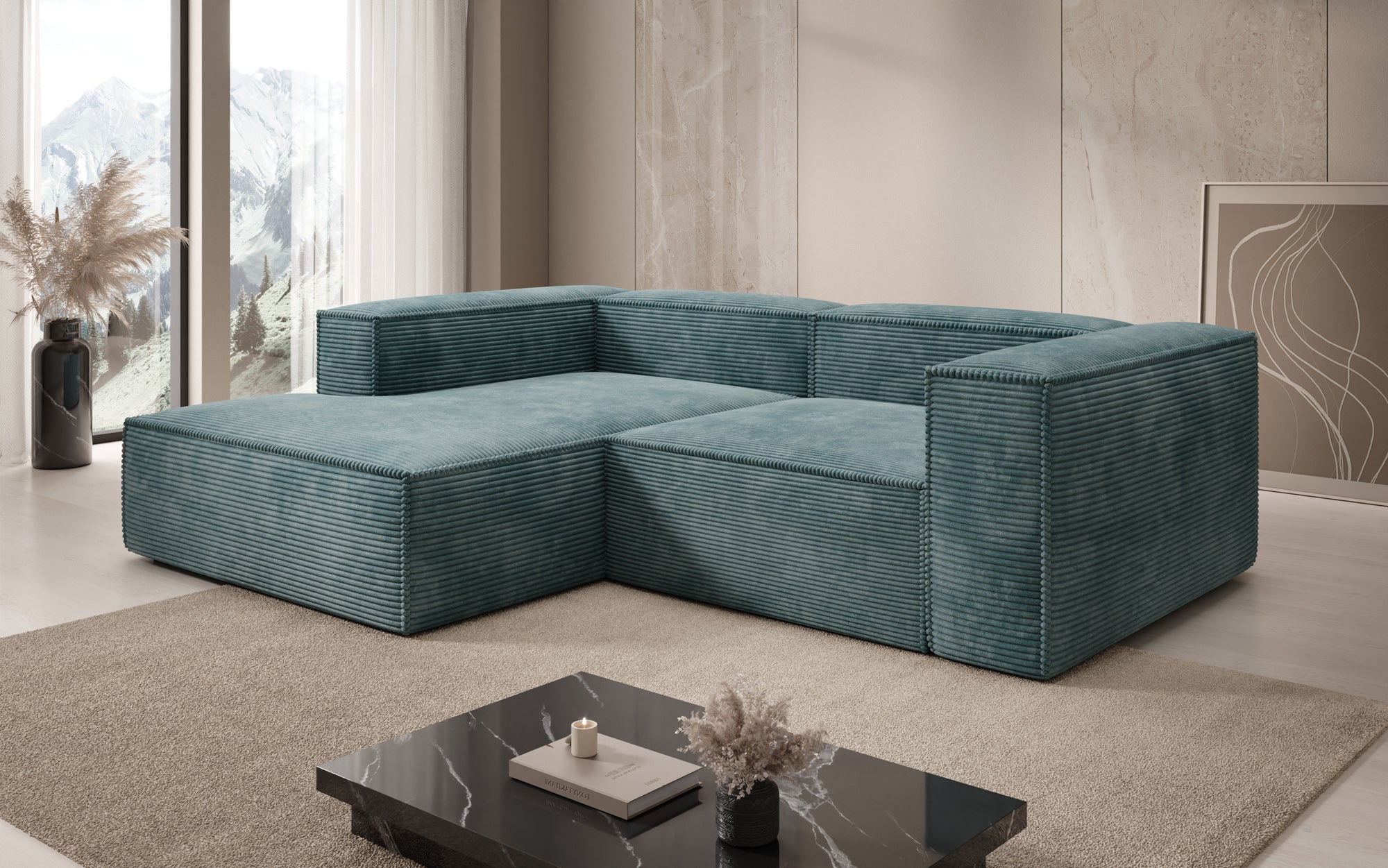 Designer Sofa Lesley L Mini in Ribstof