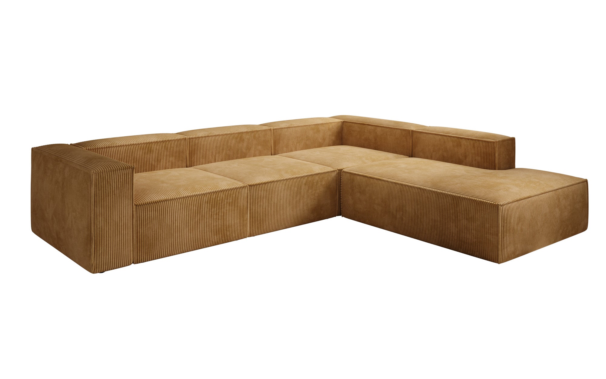 Designer Sofa Lesley L met lange ottomaan in Ribstof