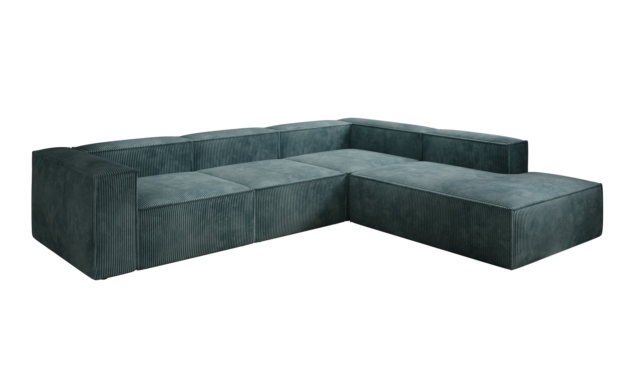 Designer Sofa Lesley L met lange ottomaan in Ribstof
