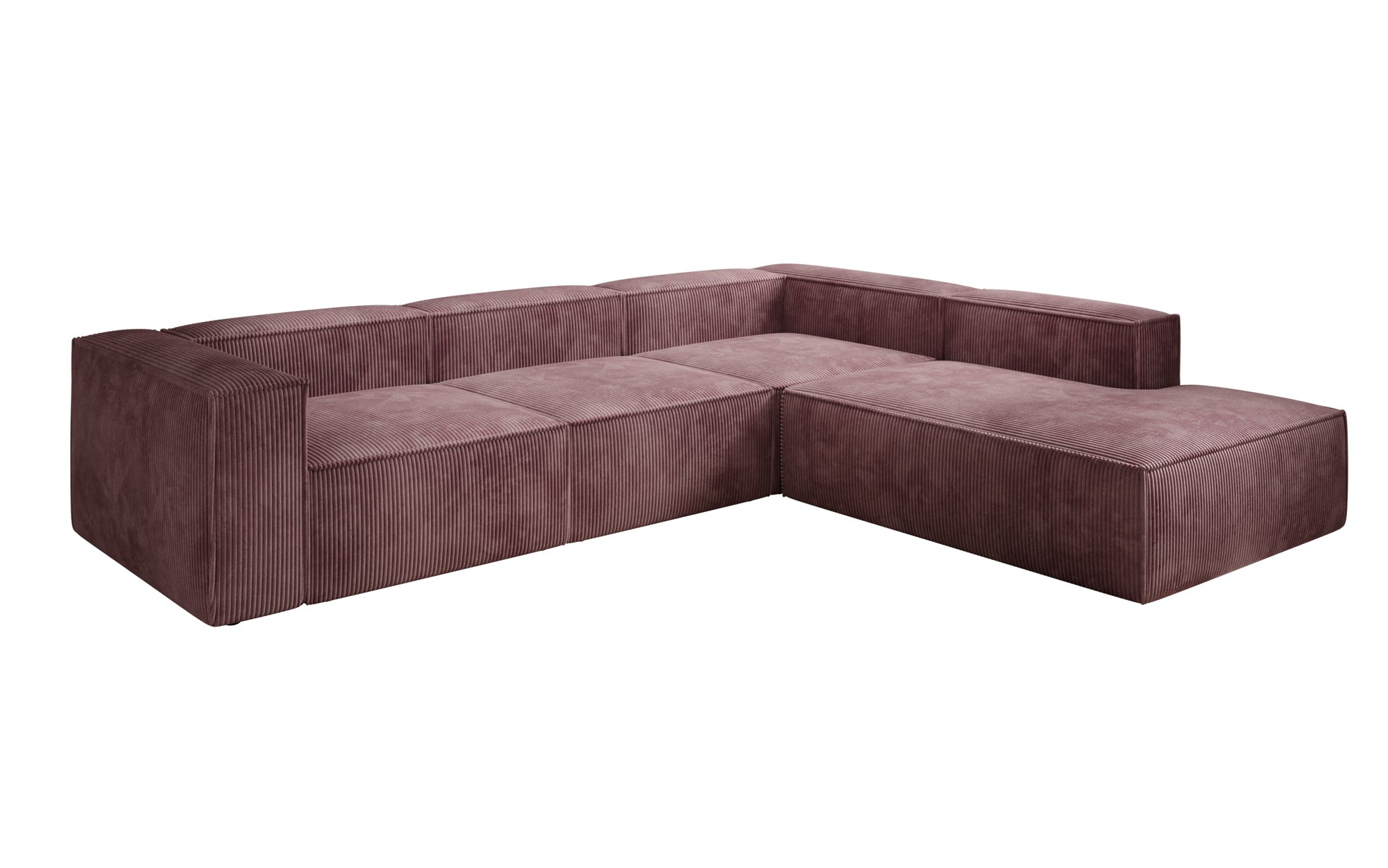 Designer Sofa Lesley L met lange ottomaan in Ribstof