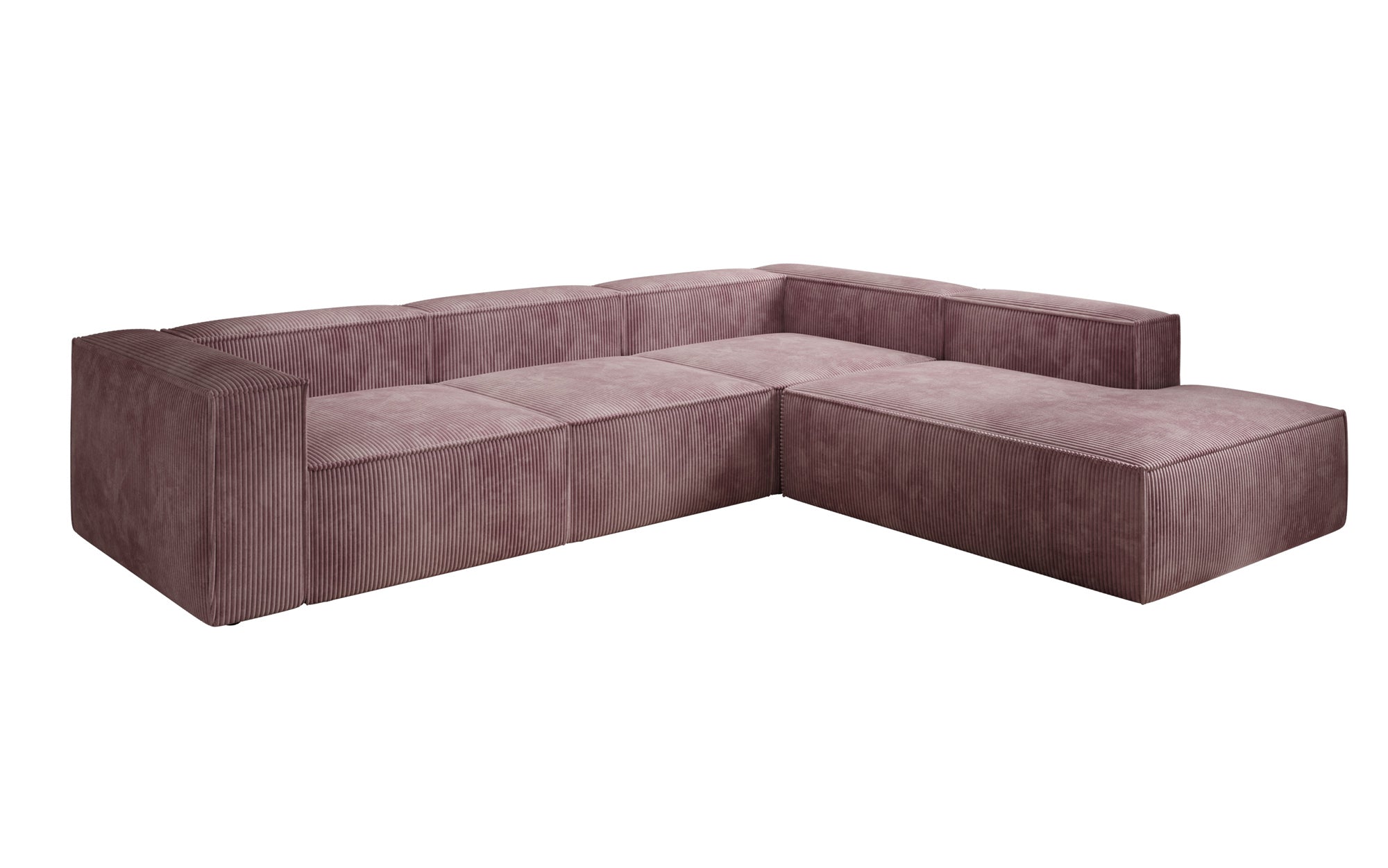 Designer Sofa Lesley L met lange ottomaan in Ribstof