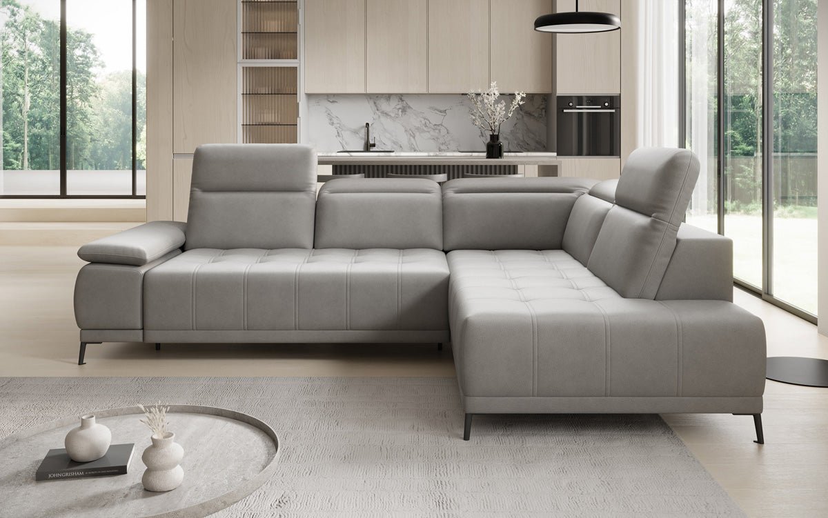 Designer L-bank Lyra met elektrische slaapfunctie in echt leer