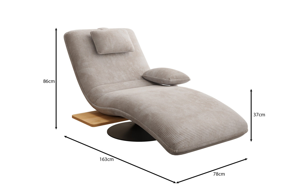 Designer Relax-ligstoel Velours Ribstof met draaifunctie en bijzettafel