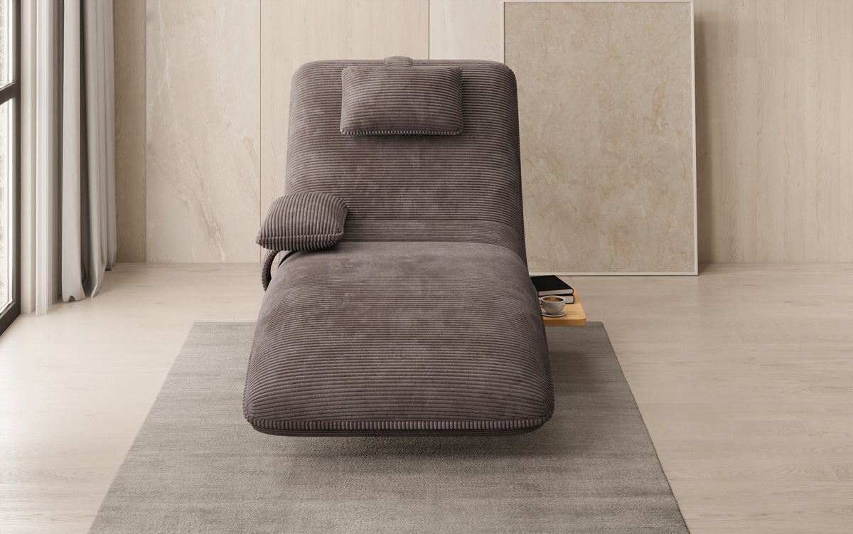 Designer Relax-ligstoel Velours Ribstof met draaifunctie en bijzettafel