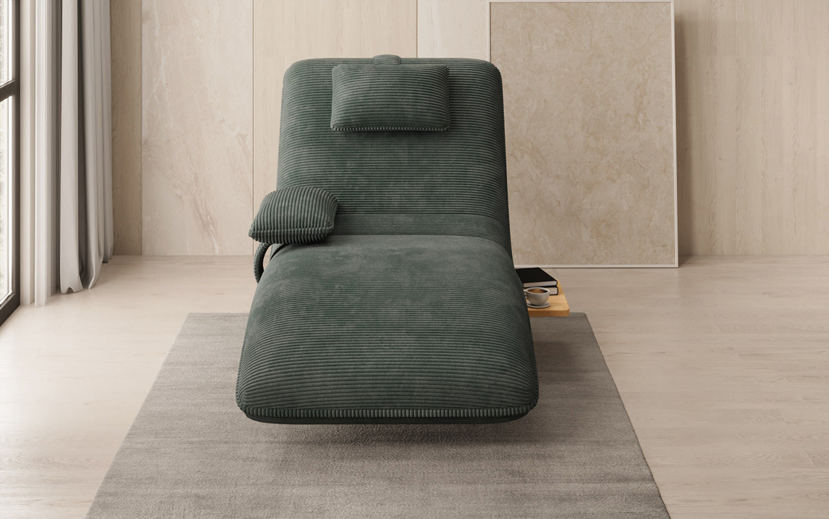 Designer Relax-ligstoel Velours Ribstof met draaifunctie en bijzettafel