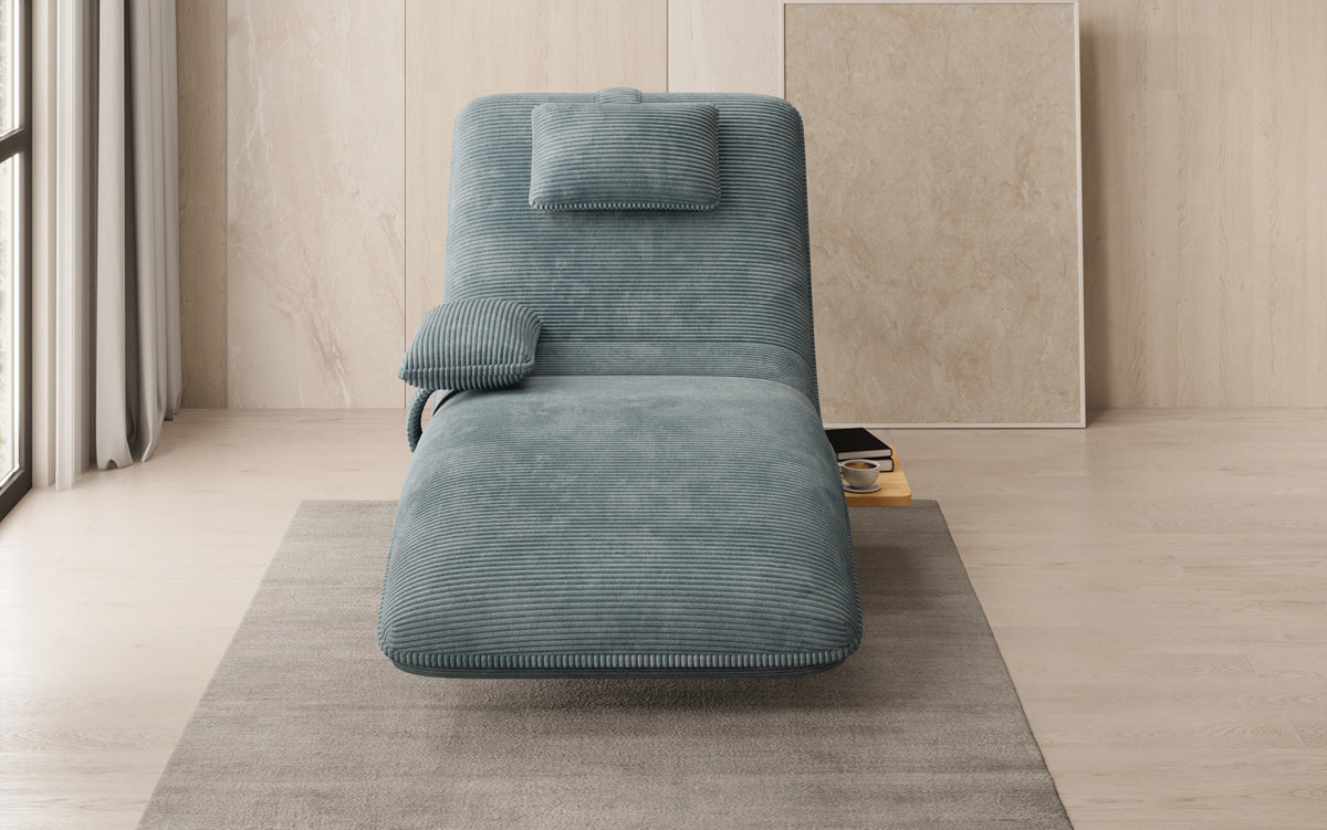 Designer Relax-ligstoel Velours Ribstof met draaifunctie en bijzettafel