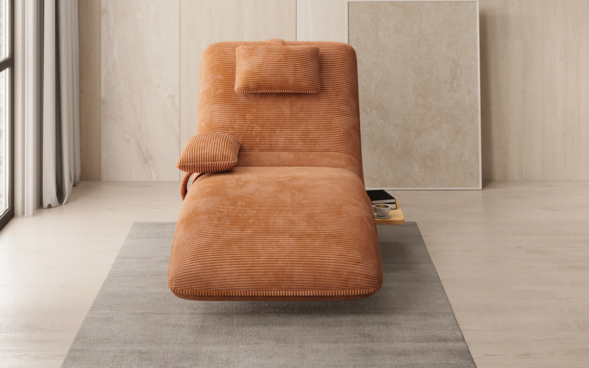 Designer Relax-ligstoel Velours Ribstof met draaifunctie en bijzettafel