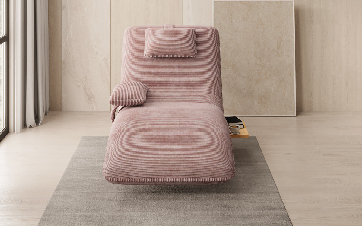 Designer Relax-ligstoel Velours Ribstof met draaifunctie en bijzettafel