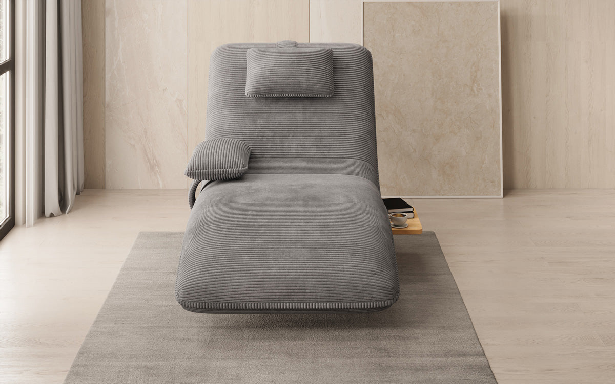 Designer Relax-ligstoel Velours Ribstof met draaifunctie en bijzettafel