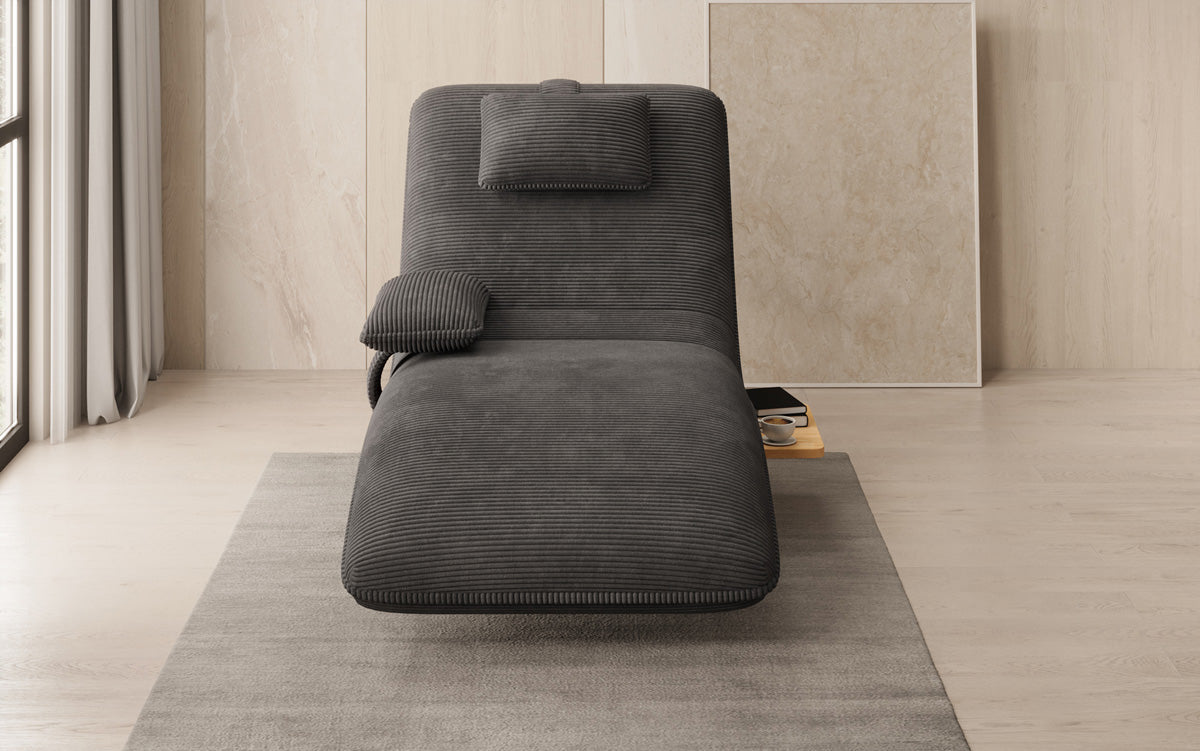Designer Relax-ligstoel Velours Ribstof met draaifunctie en bijzettafel