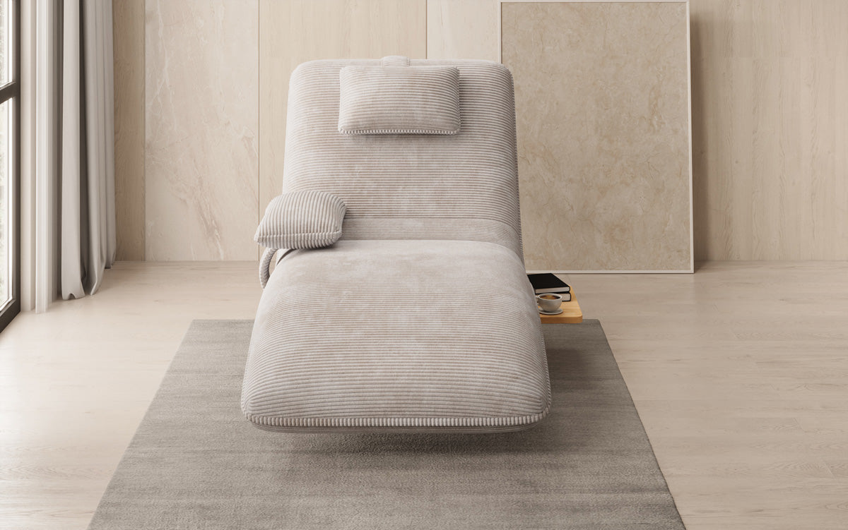 Designer Relax-ligstoel Velours Ribstof met draaifunctie en bijzettafel