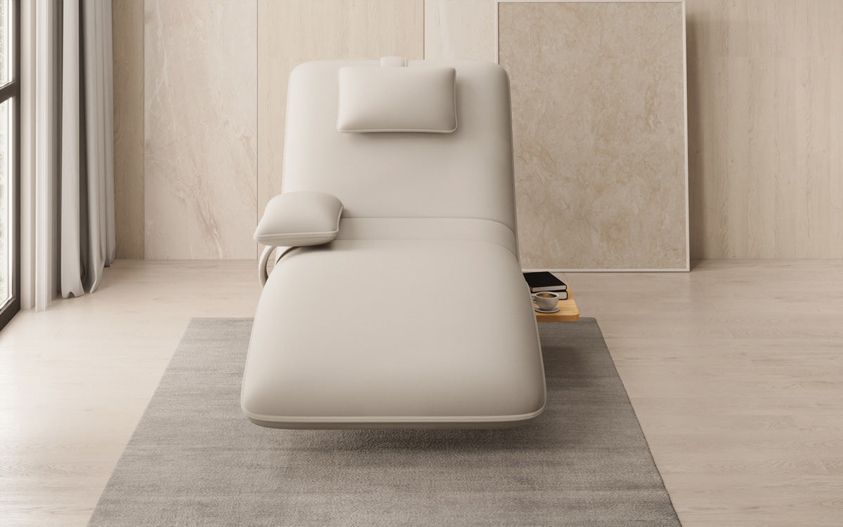 Designer relax-ligstoel velour stof met draaifunctie en bijzettafel