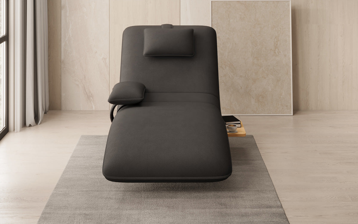 Designer relax-ligstoel velour stof met draaifunctie en bijzettafel
