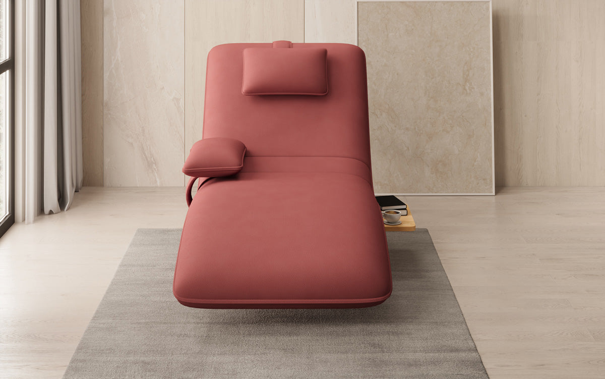 Designer relax-ligstoel velour stof met draaifunctie en bijzettafel