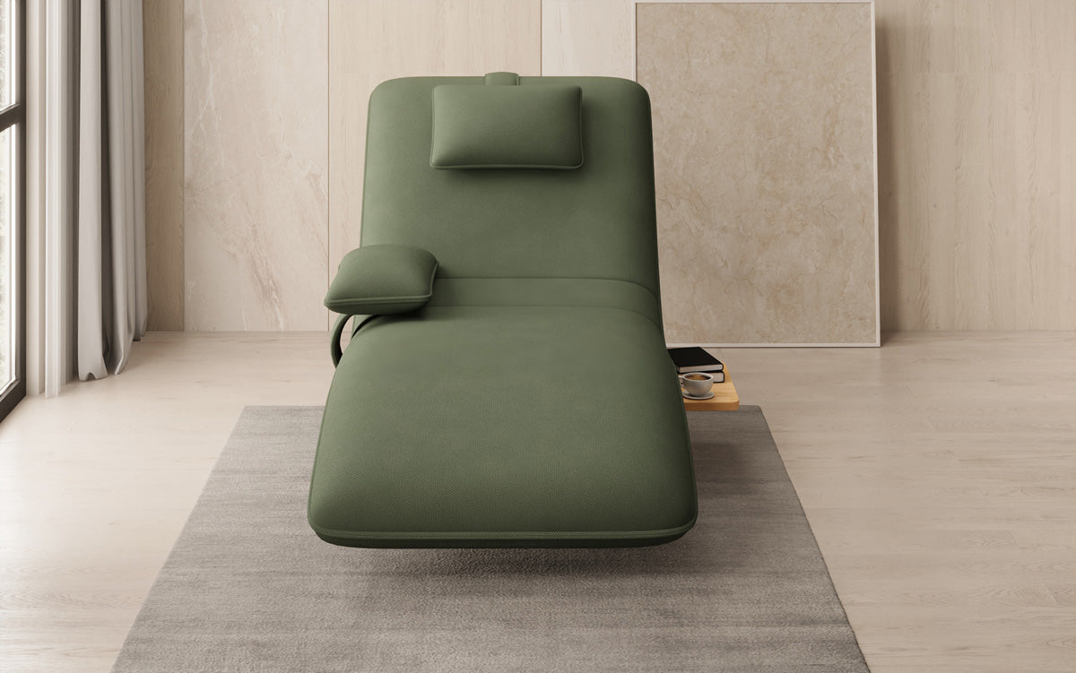 Designer relax-ligstoel velour stof met draaifunctie en bijzettafel