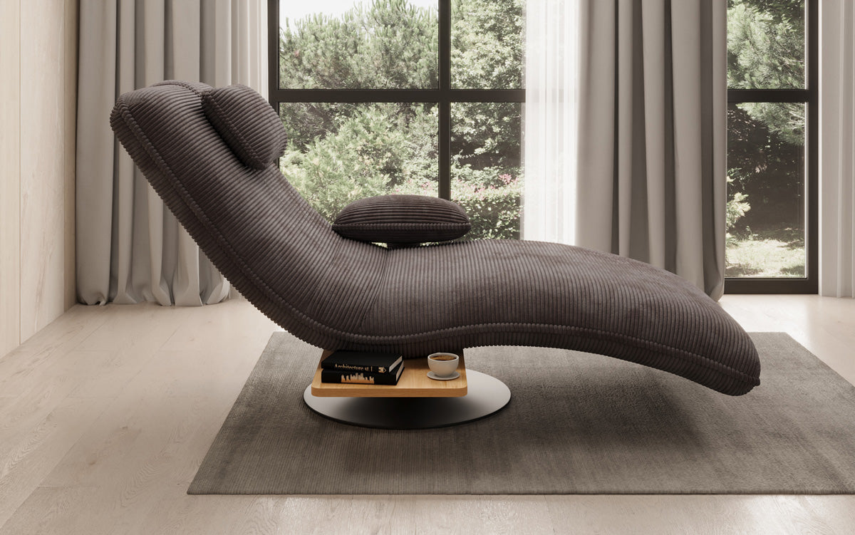 Designer Relax-ligstoel Velours Ribstof met draaifunctie en bijzettafel