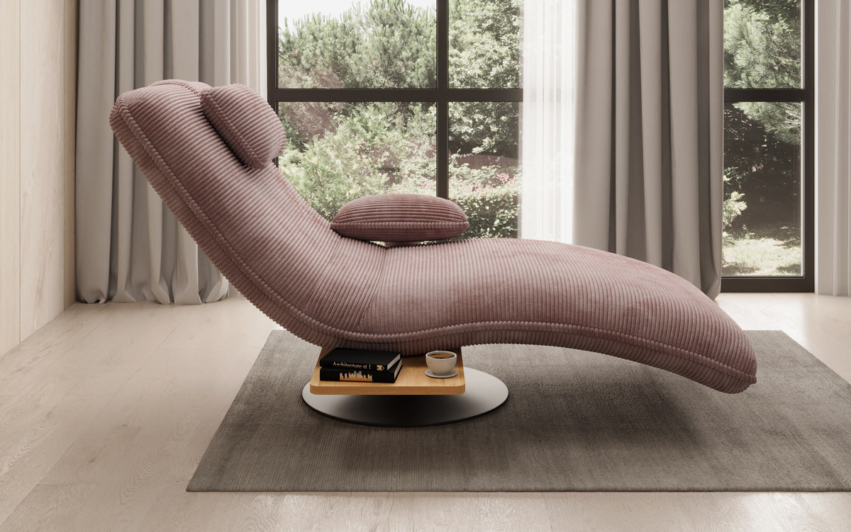 Designer Relax-ligstoel Velours Ribstof met draaifunctie en bijzettafel
