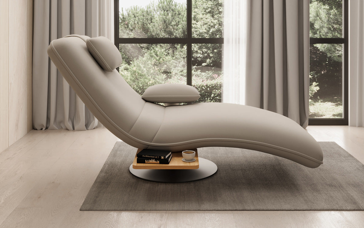 Designer relax-ligstoel velour stof met draaifunctie en bijzettafel