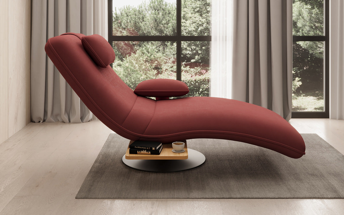 Designer relax-ligstoel velour stof met draaifunctie en bijzettafel