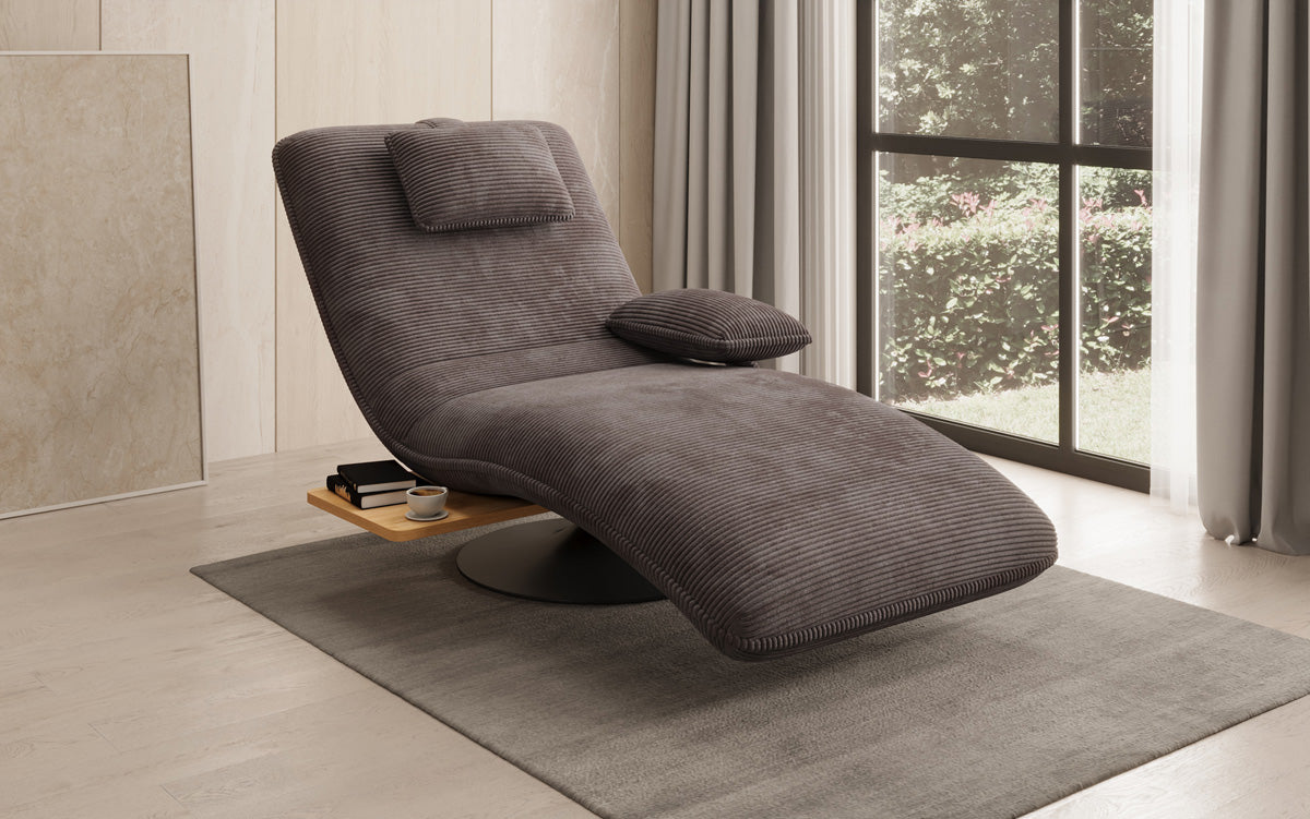 Designer Relax-ligstoel Velours Ribstof met draaifunctie en bijzettafel