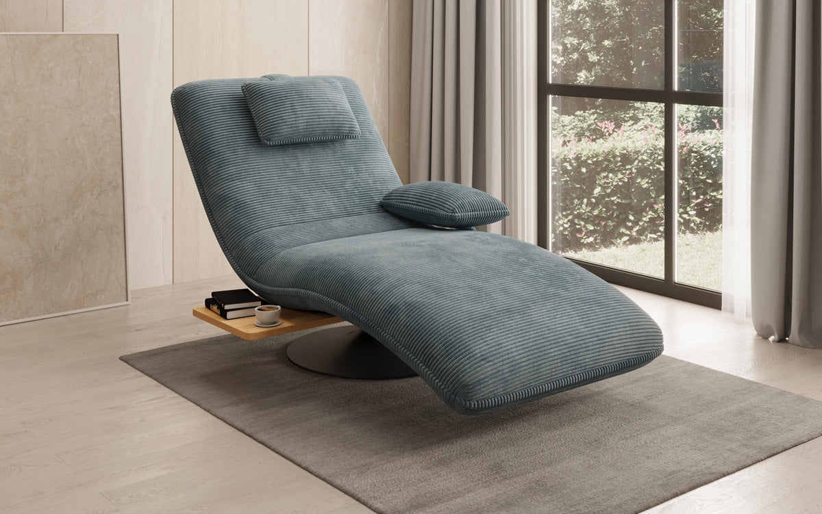 Designer Relax-ligstoel Velours Ribstof met draaifunctie en bijzettafel