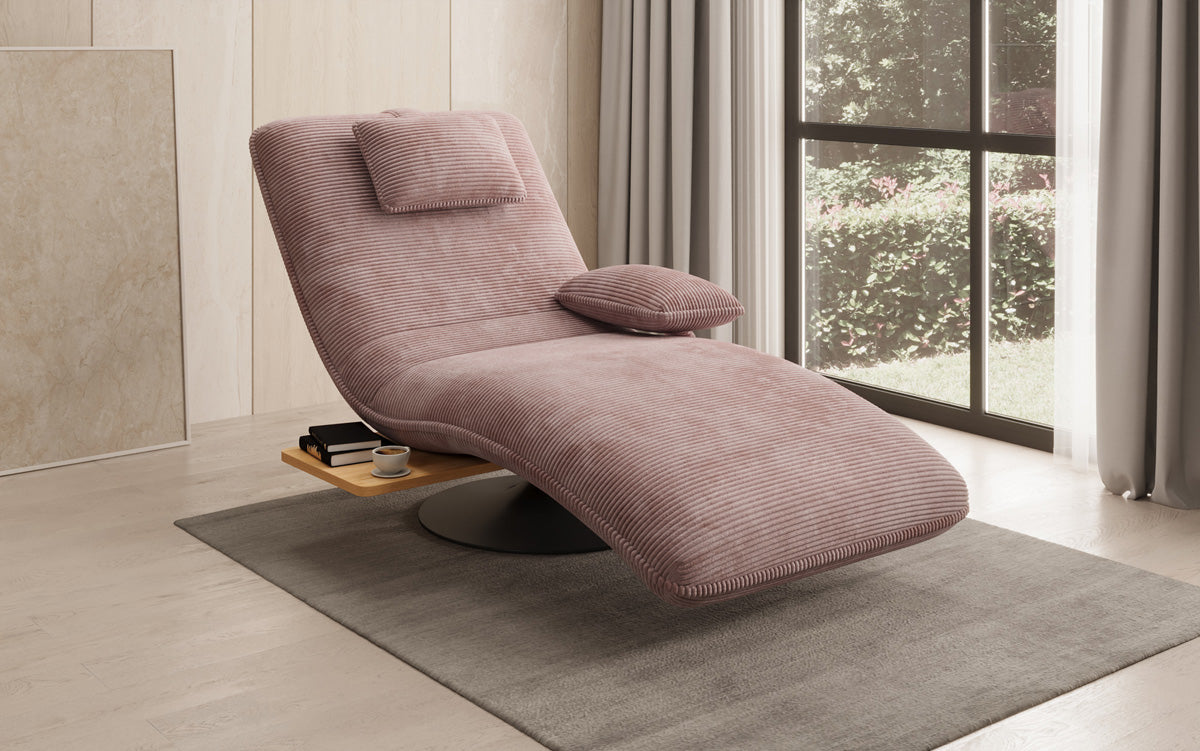 Designer Relax-ligstoel Velours Ribstof met draaifunctie en bijzettafel