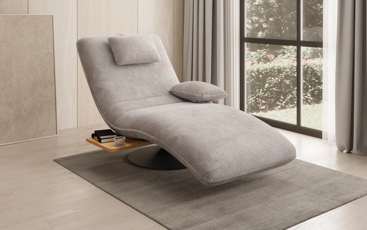 Designer Relax-ligstoel Velours Ribstof met draaifunctie en bijzettafel